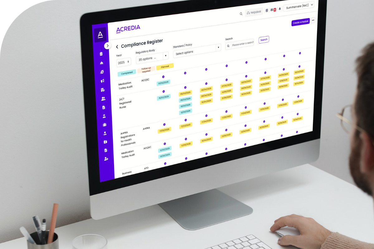 Acredia Compliance Register for Aged Care